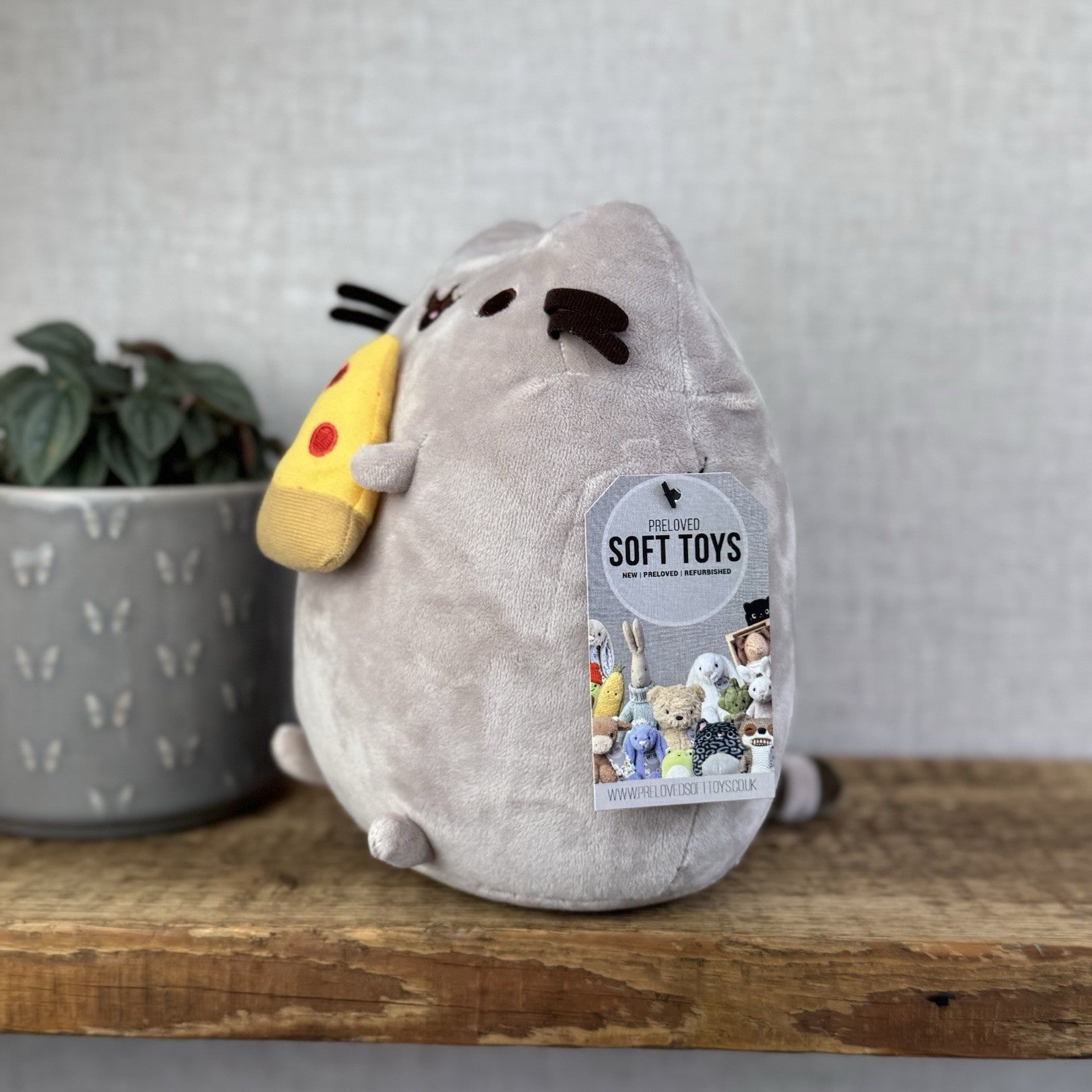 Gund Pusheen Cat - Pizza Cat Pusheen With Pizza Plush Grey Without Tags 10"