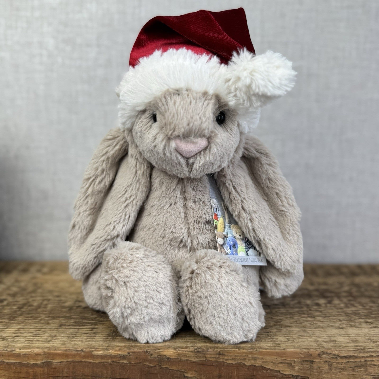 Jellycat Bashful Christmas Bunny - Beige Bunny Christmas Hat NWOT 12"