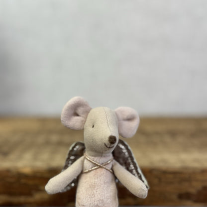 Maileg Fairy Mouse - Natural - Gold Winged Maileg Mouse Fluffy Tummy Retired