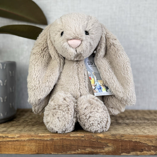Jellycat Medium Bashful Beige Bunny - Light Brown Bunny Soft Toy Beanie 12” NWOT