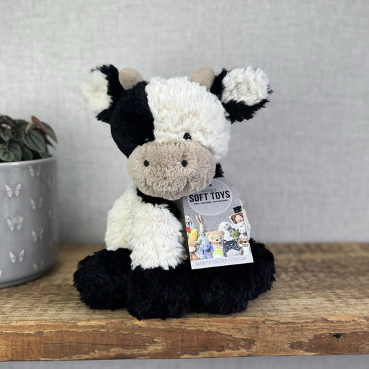 Jellycat Medium Fuddlewuddle Cow - Calf Sitting Textured Retired Toy Beanie 9"