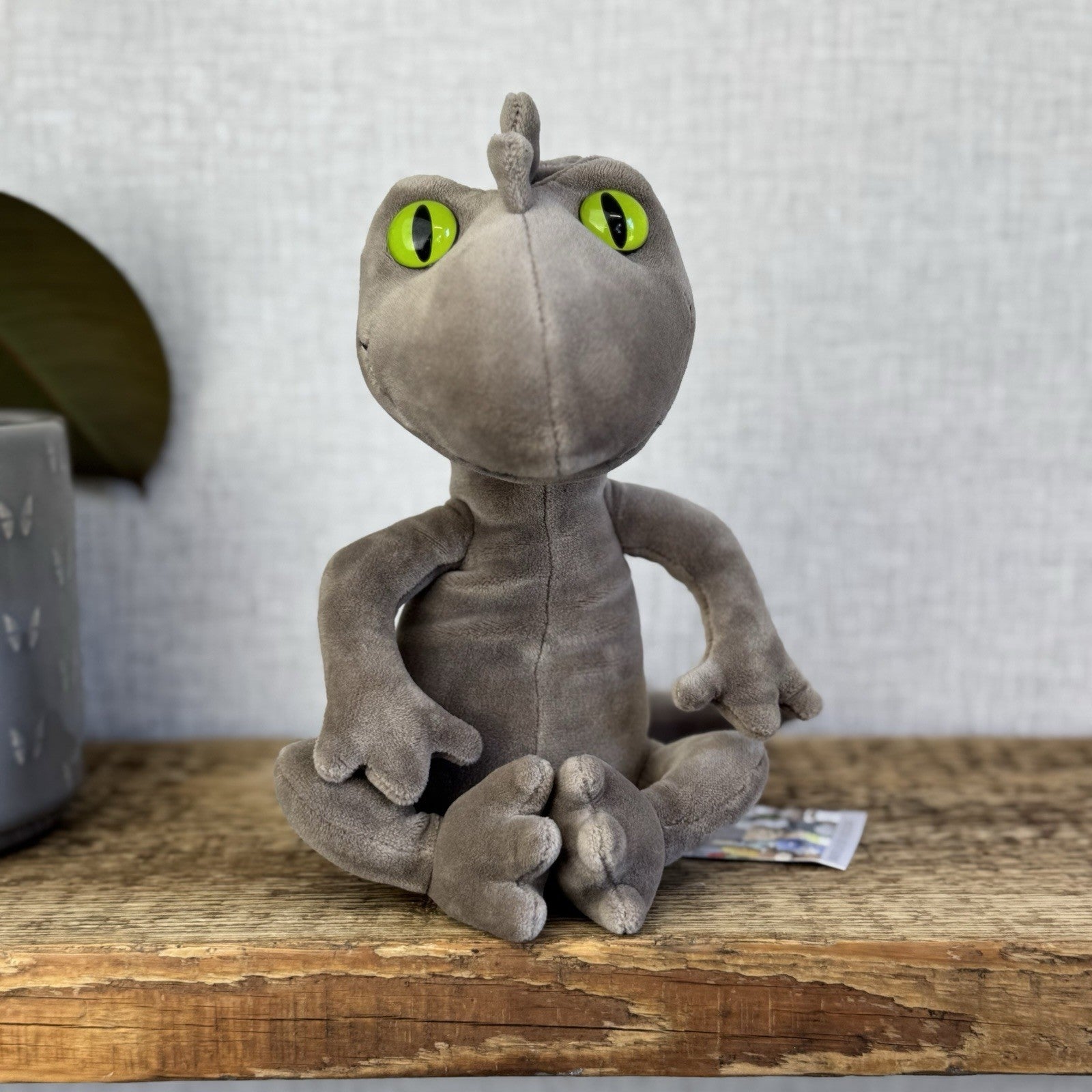 Jellycat Medium Nat Newt - Grey Lizard Green Big Eyes Beanie Velour Retired 10"