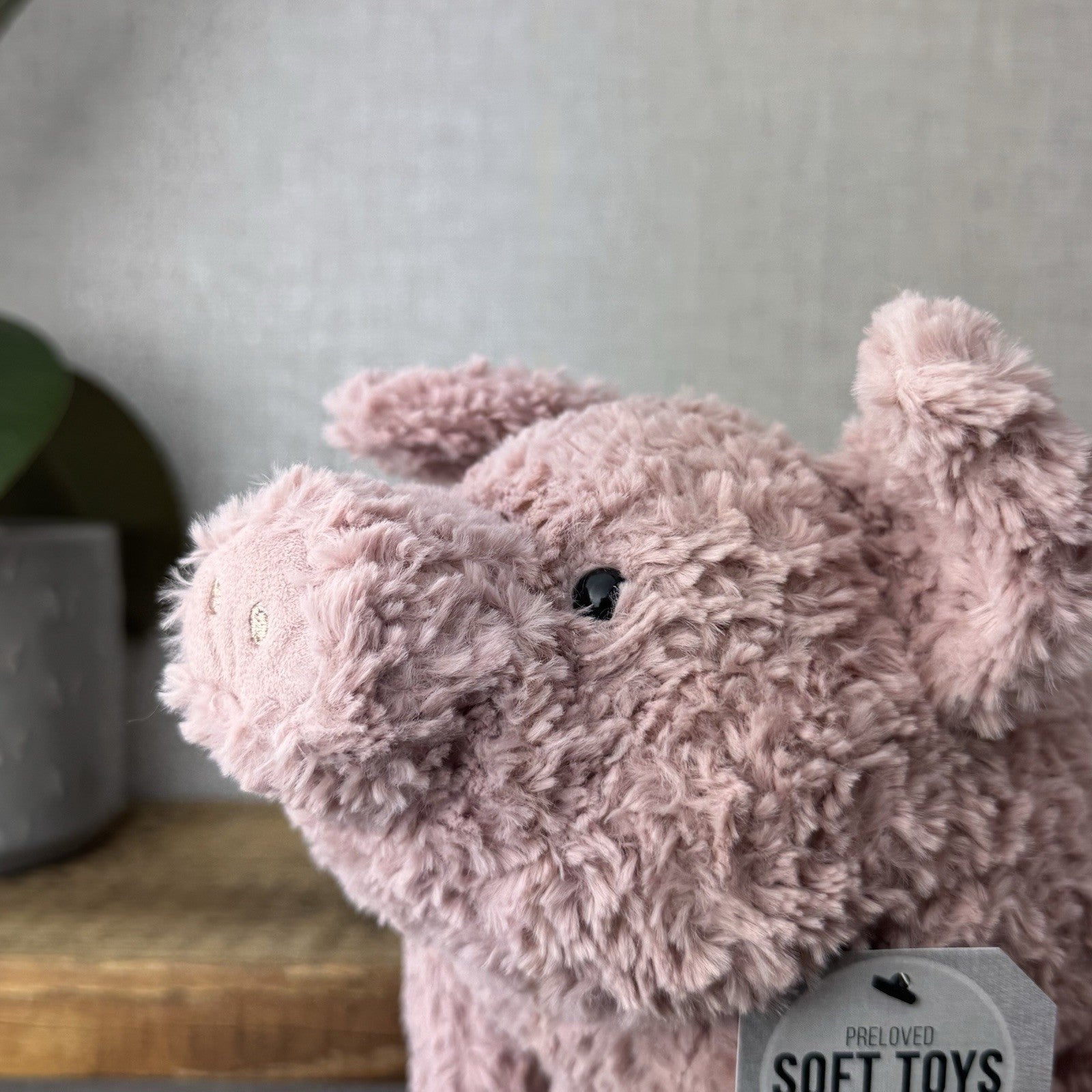 Jellycat Rondle Pig - Large Textured Sitting Pink Piglet Plush Rare Retired 8”
