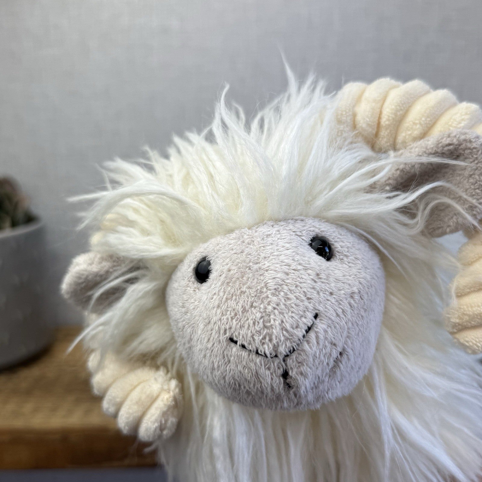Jellycat Charming Ram - Large Fluffy Long Haired Sheep/Ram Farm Animal Tags 12"
