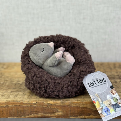 Jellycat Hibernating Mole- Baby Sleeping Mole & Nest Soft Toy Plush Cute NWOT 5”