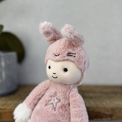 Jellycat Perky Bunny Hop - Pink Rabbit Doll Soft Toy Baby Pink Beanie Rare 12”