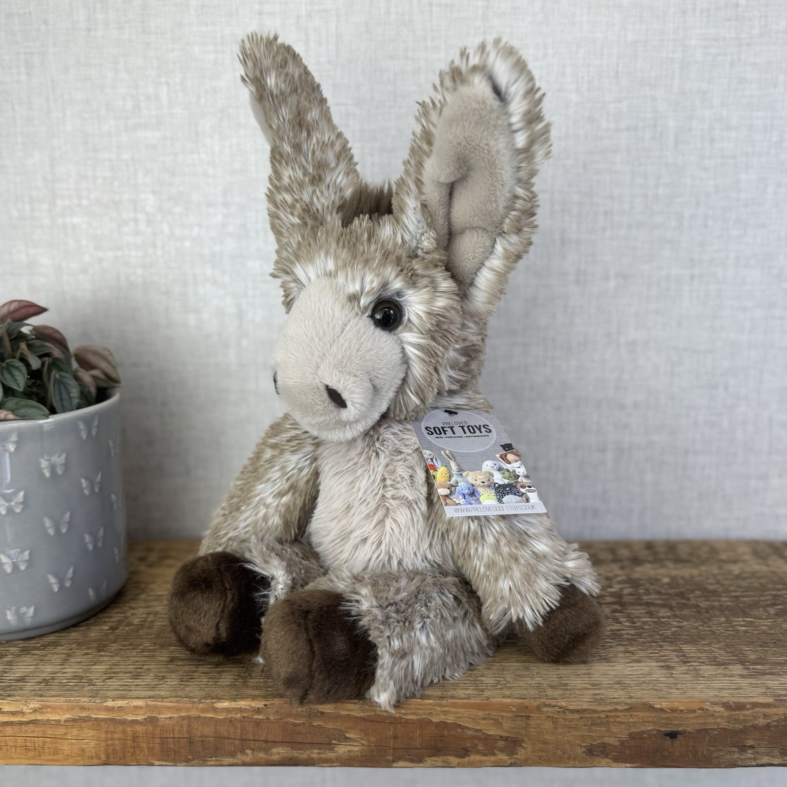 Wrendale Designs - Gentle Jack Beanie Donkey Grey Mix Plush Hannah Dale Soft Toy