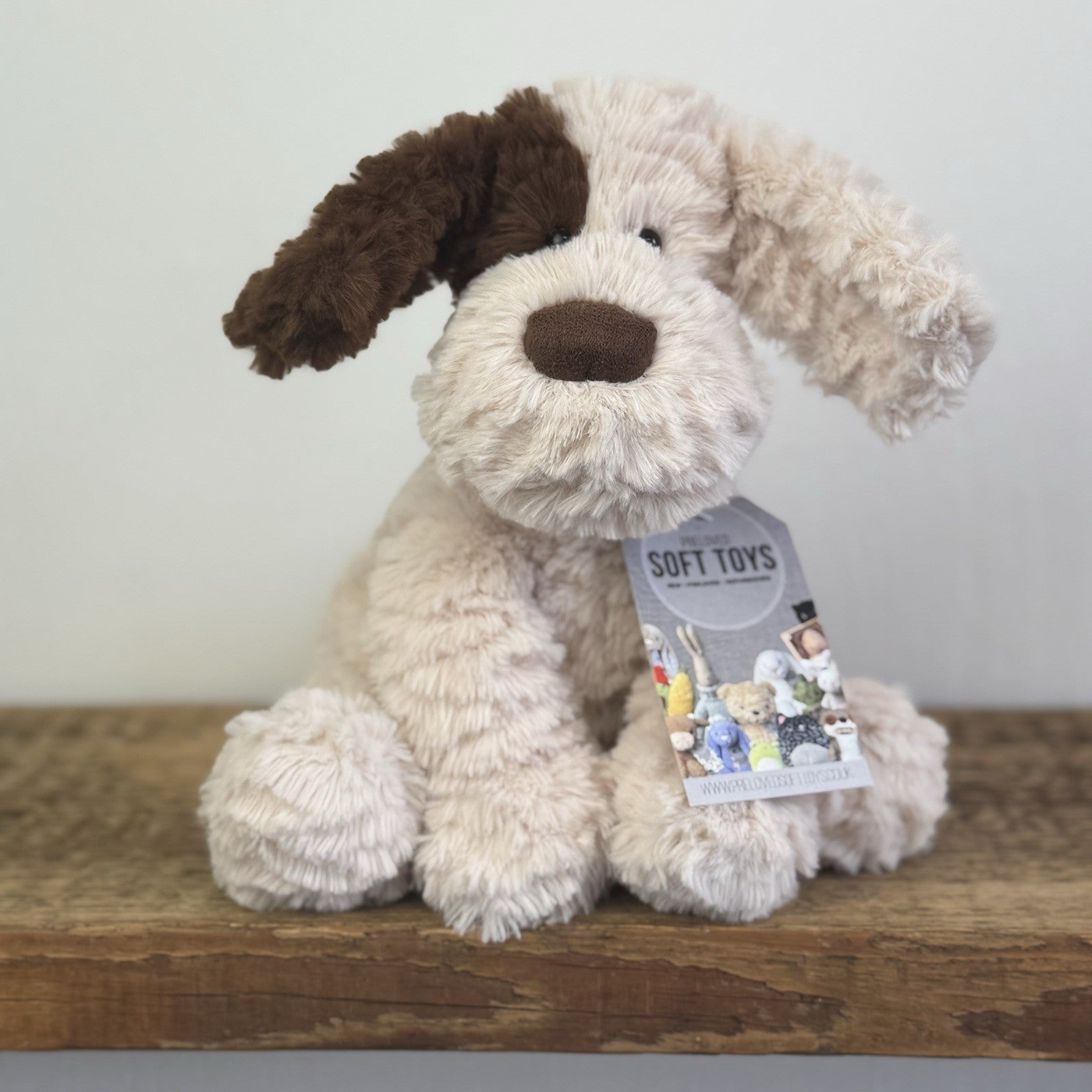 Jellycat Fuddlewuddle Brown Patch Puppy Medium - Light Brown Beige Rare 8"