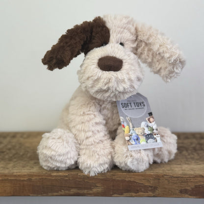 Jellycat Fuddlewuddle Brown Patch Puppy Medium - Light Brown Beige Rare 8"