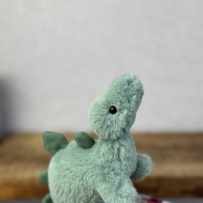 Jellycat Mini Fossily Stegosaurus - Tiny Dinosaur Beanie Plush Mini Dino 6"
