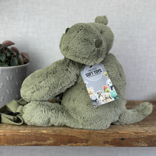 Jellycat Huggady Dino Bag - Green Dinosaur Rucksack Soft Toy Bag Retired NWOT
