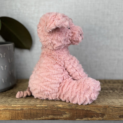 Jellycat Medium Fuddlewuddle Pig - Textured Sitting Piglet Soft Toy Beanie 8"