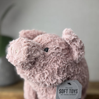 Jellycat Rondle Pig - Large Textured Sitting Pink Piglet Plush Rare Retired 8”