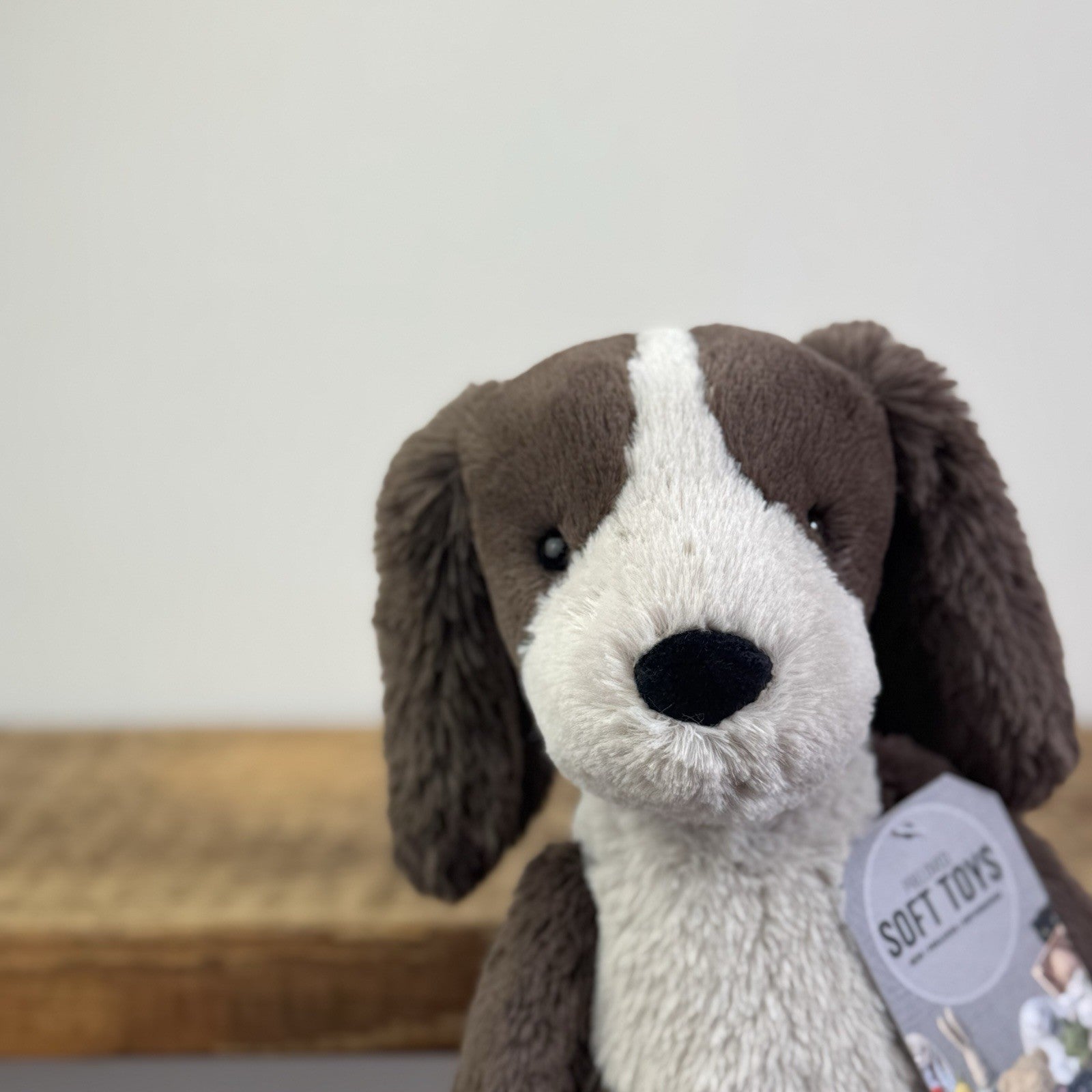 Jellycat Medium Fudge Puppy - Brown/Cream Soft Toy Dog Spaniel Beanie Pup 12" 