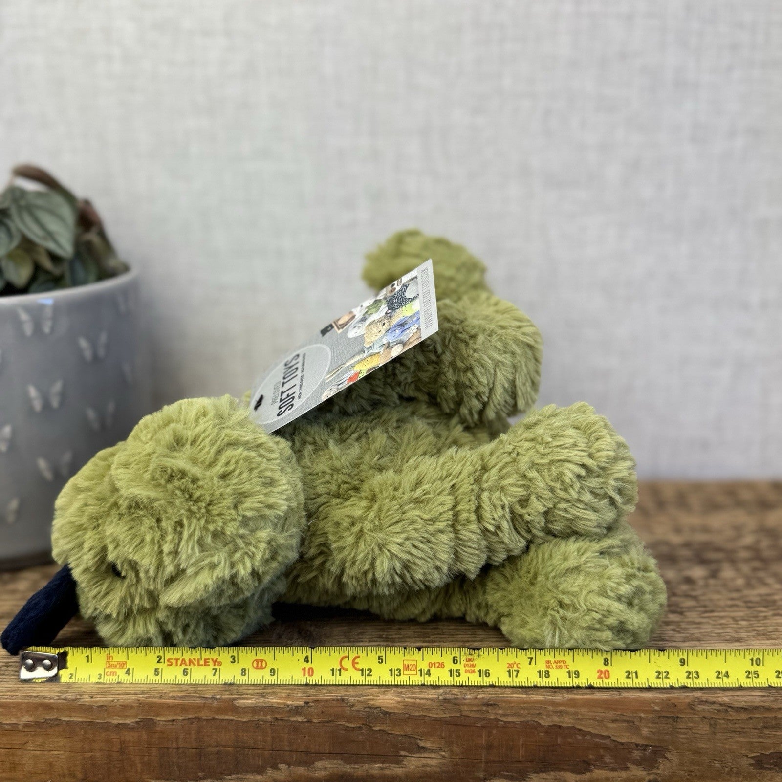 Joules Plush Green Dinosaur 8" Soft Toy - Medium Beanie Green Dino Plush Teddy 