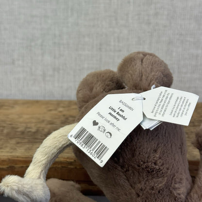 Jellycat Small Bashful Monkey Retired Brown Beanie Monkey Plush Retired 8" BNWT