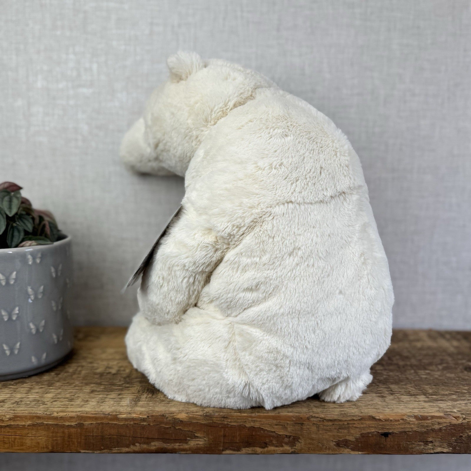 Jellycat Large Elwin Polar Bear - White Sitting Bear Plush Rare & Retired 16”