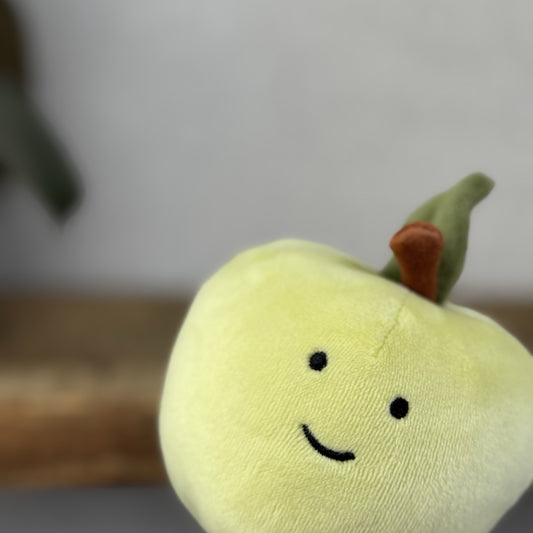Jellycat Fabulous Fruit Apple - Green Apple Velour Play Food Soft Toy Beanie 4”