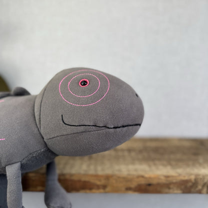 Jellycat Zaggy Chameleon - Green Chameleon Soft Toy Beanie Large Grey/Pink 19”