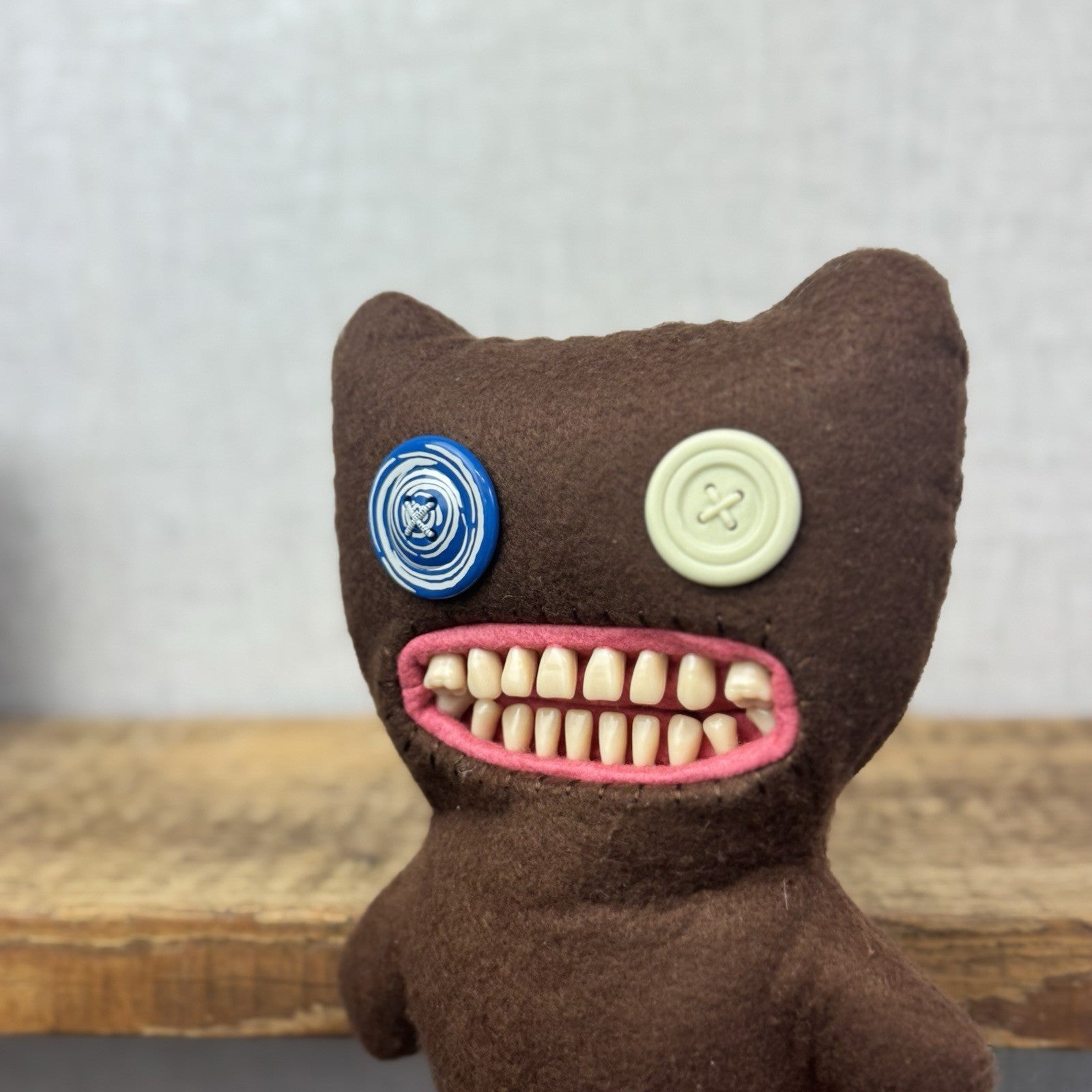 Fuggler Mr Buttons Brown Felt Original Fuggler Soft Toy Retired Collectible