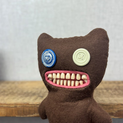 Fuggler Mr Buttons Brown Felt Original Fuggler Soft Toy Retired Collectible
