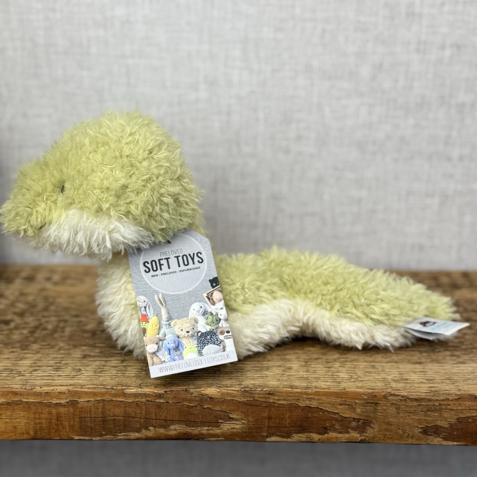 Jellycat Little Snake - Fluffy Light Green Snake Beanie Plush Curly Hair 7”
