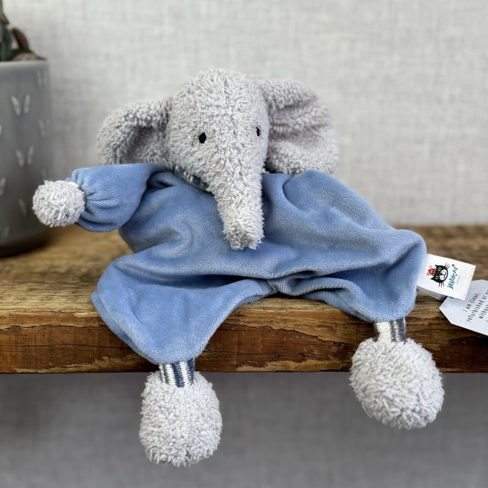 Jellycat Lingley Elephant Soother - Blue Elephant Blanket Comforter Soft Toy