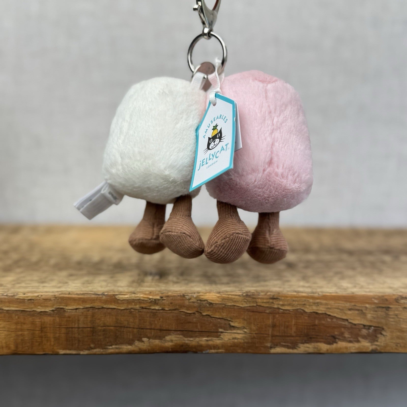 Jellycat Amuseable Pair Of Marshmallows Bag charm Keyring BNWT