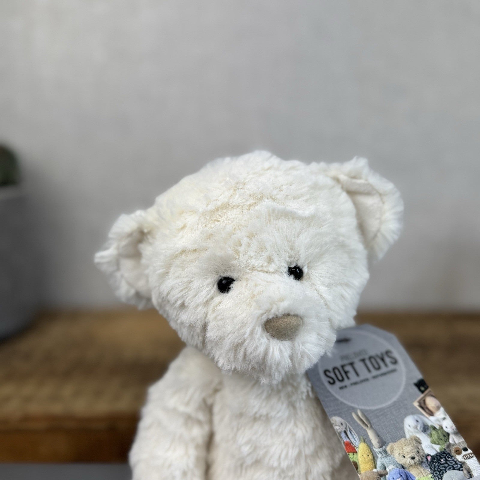 Jellycat Wilkie Bear - Little Jellycat White Traditional Bear Textured Fur Rare