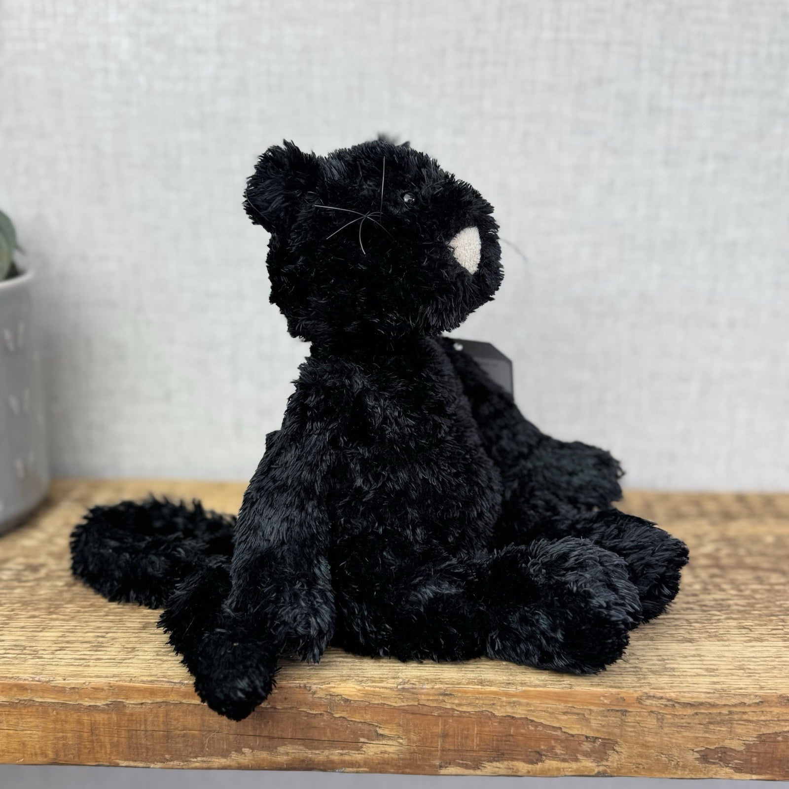 Jellycat Tumbler Cat  - Black Scruffy Bunglie Style Kitten Beanie Plush 10” NWOT