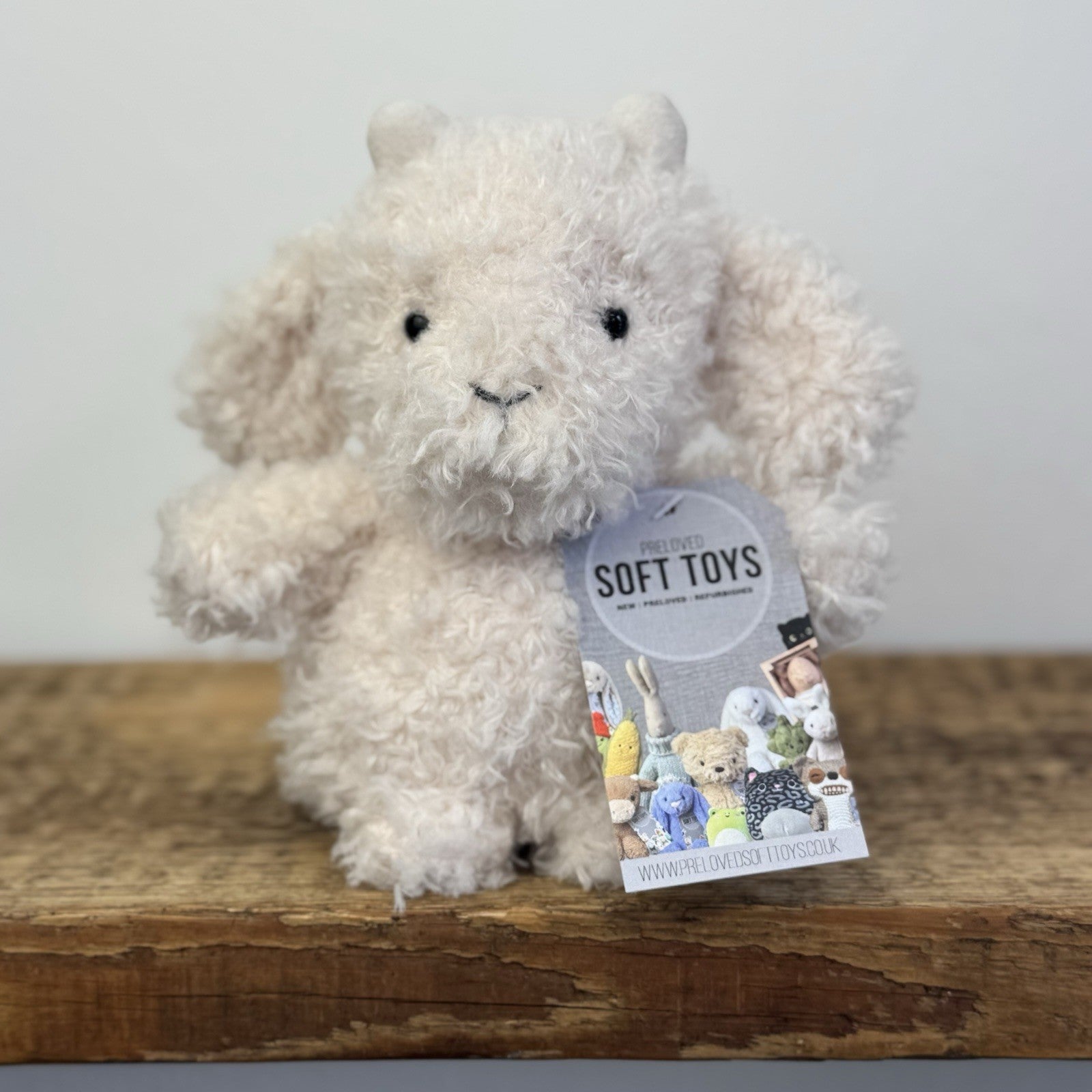 Jellycat Little Goat - Small Curly Hair Goat Beige Small Farm Animal NWOT 7"