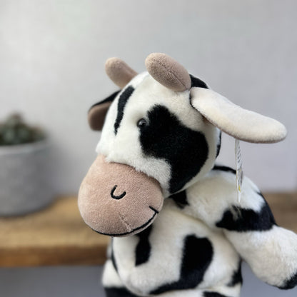 Jellycat Medium Squidgy Black & White Cow - Beanie Cow Vintage Rare With Tags