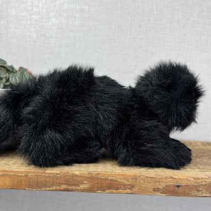 Russ All Black Fluffy Cat Sassy - Green Eyes Realistic Black Cat Plush Rare 15”