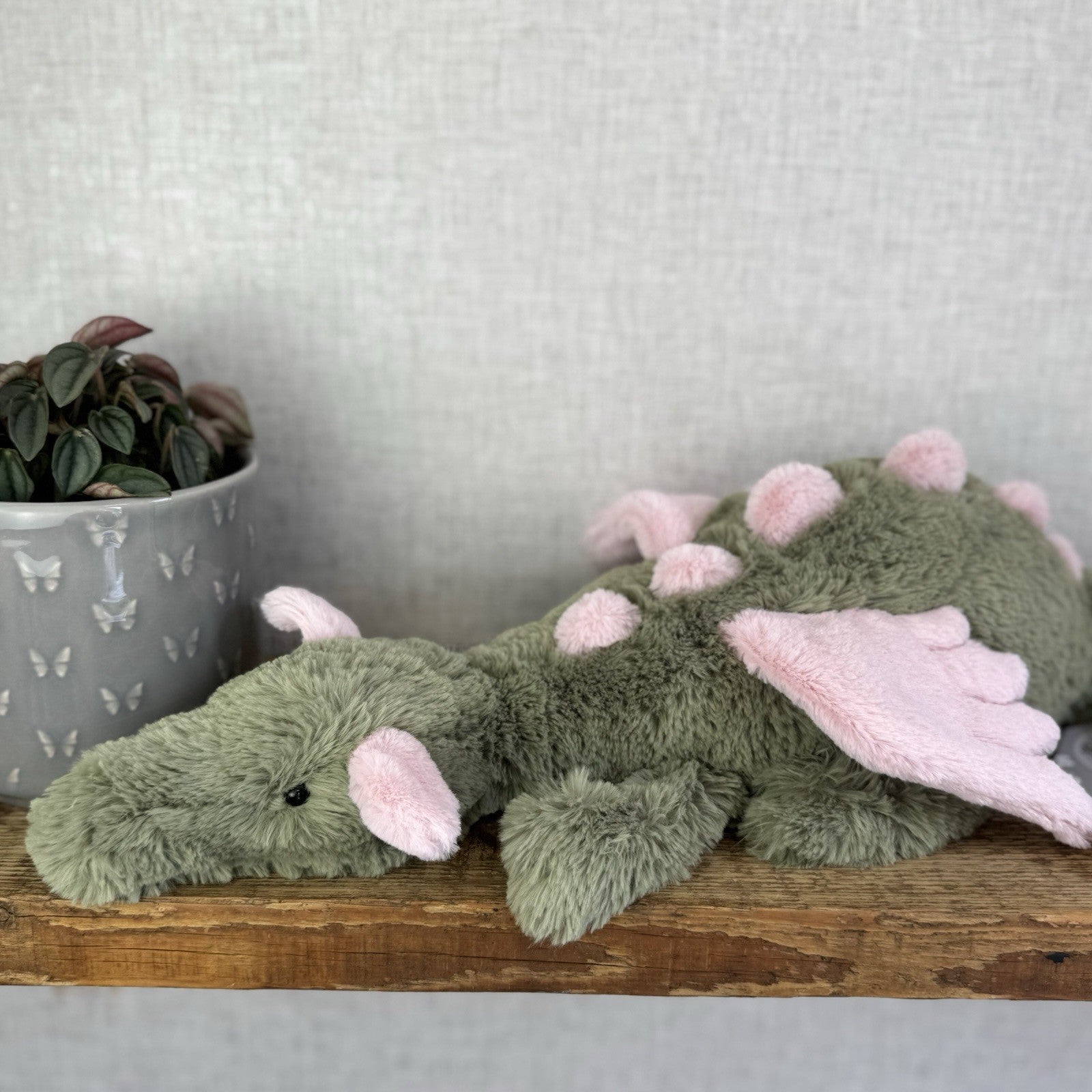 Jellycat Malachy Dragon - Green / Pink Plush Large Jellycat Dragon NWOT 18"