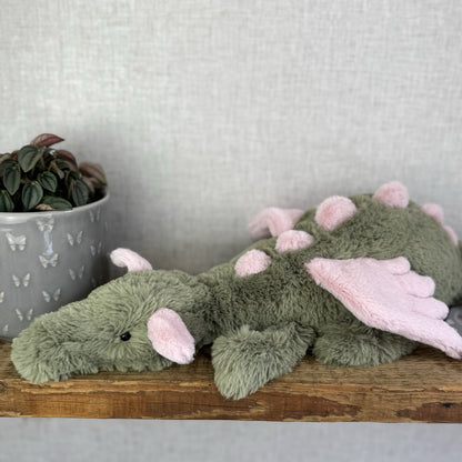 Jellycat Malachy Dragon - Green / Pink Plush Large Jellycat Dragon NWOT 18"