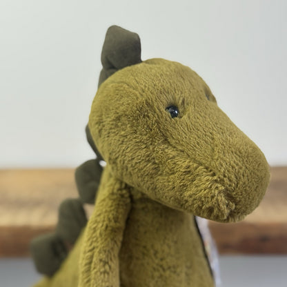 Jellycat Medium Bashful Dinosaur - Dark Green Beanie Dino Retired Rare 12”