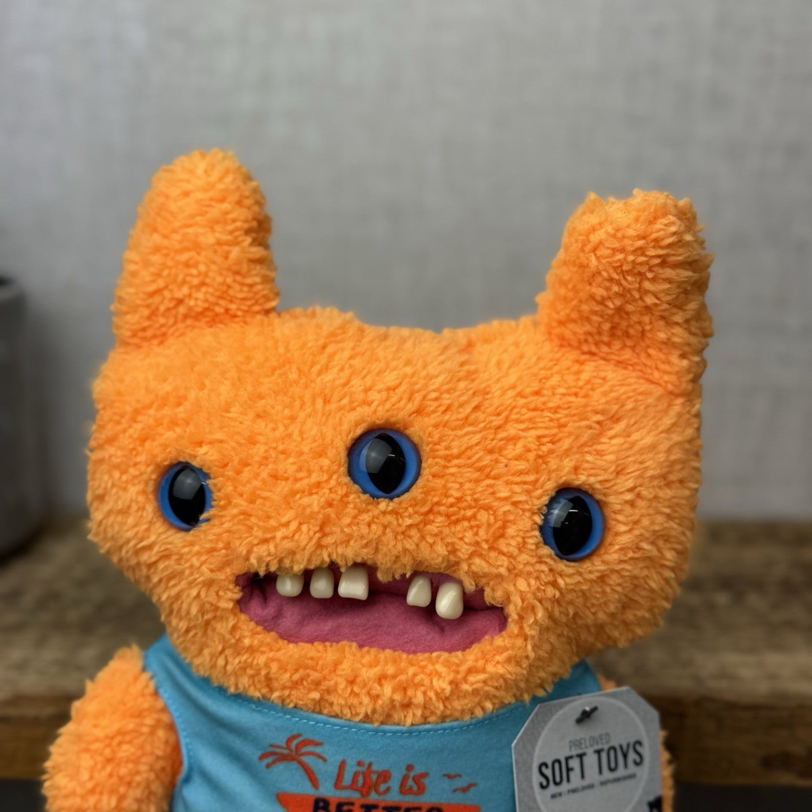 Fuggler Vacey Vibes Reek-O Orange Funny Ugly Monster Cute Fluffy Three Eyes
