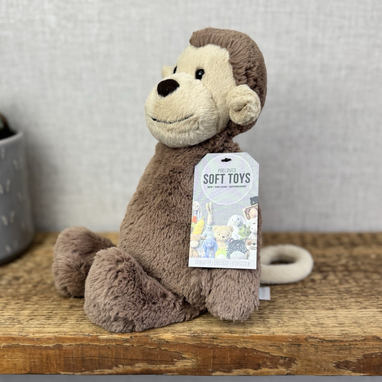 Jellycat Medium Bashful Monkey - Medium Beanie Monkey Soft Toy Plush NWOT 12"