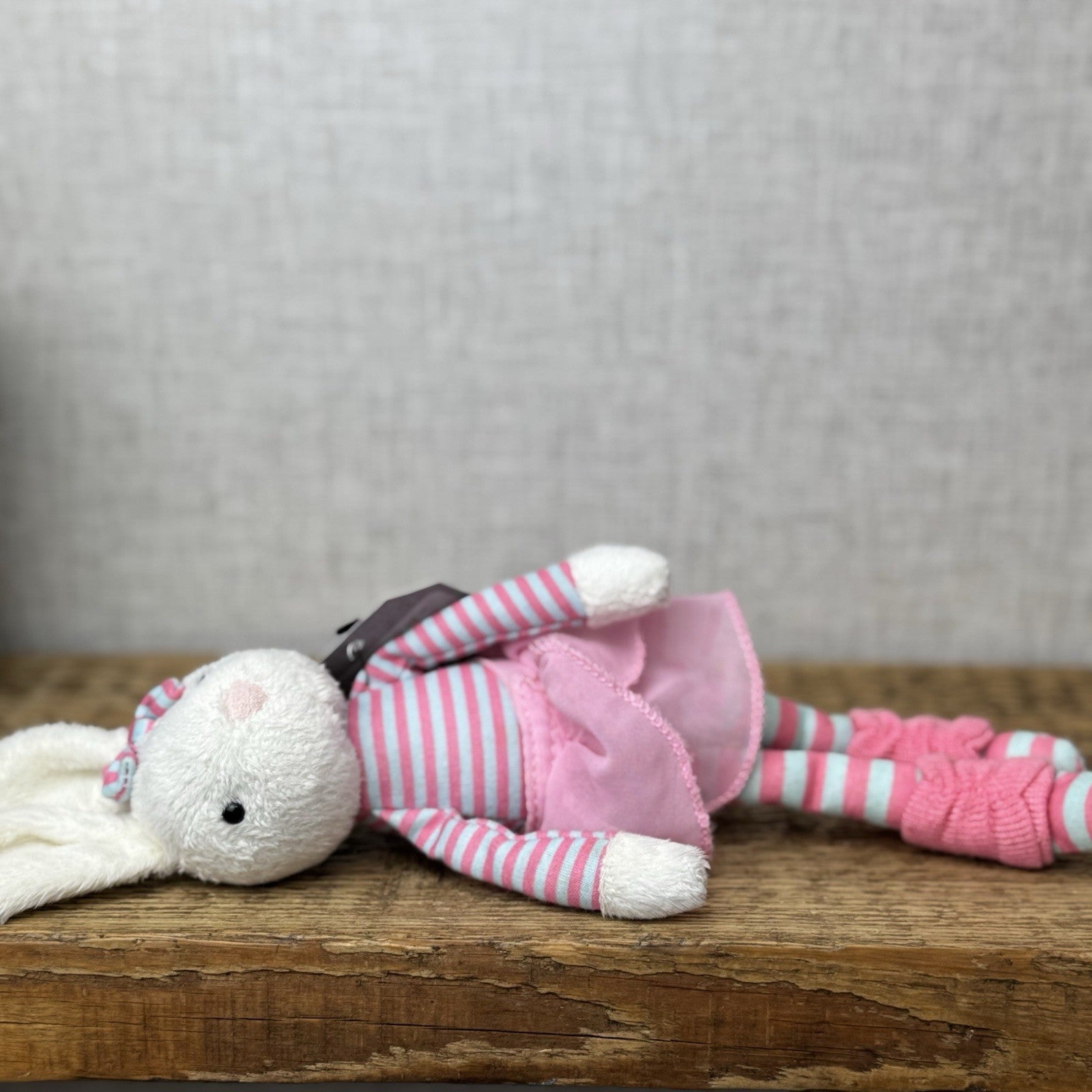 Jellycat Jazy Jiver Cream Bunny - Small Bunny Striped Ballerina Small Retired 8"