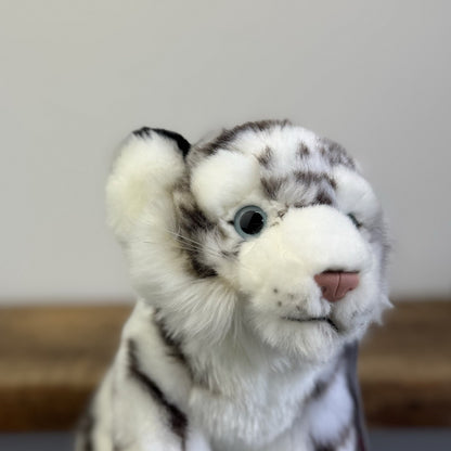 Living Nature White Tiger Soft Toy - Small White/Grey Wild Cat Beanie Plush
