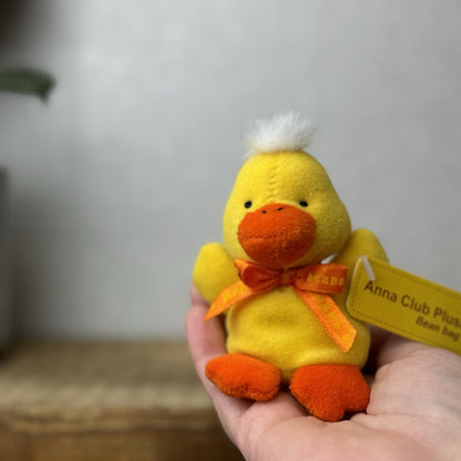 Anna Club Plush Beanie Duck - Tiny Beanie Duck Hanging New With Tags - Vintage 