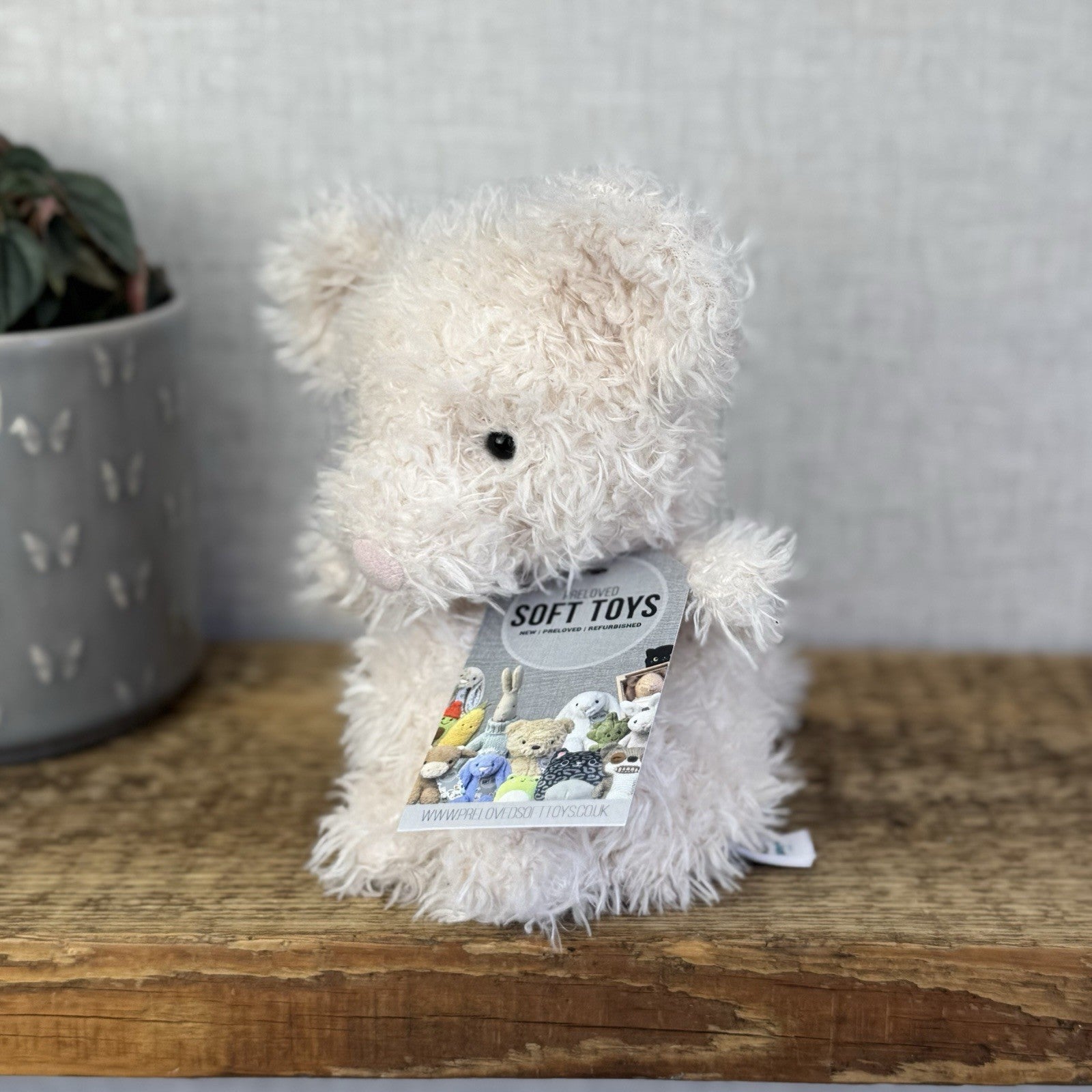Jellycat Little Mouse - Fluffy Light Beige Mice Beanie Plush Curly Hair 7”