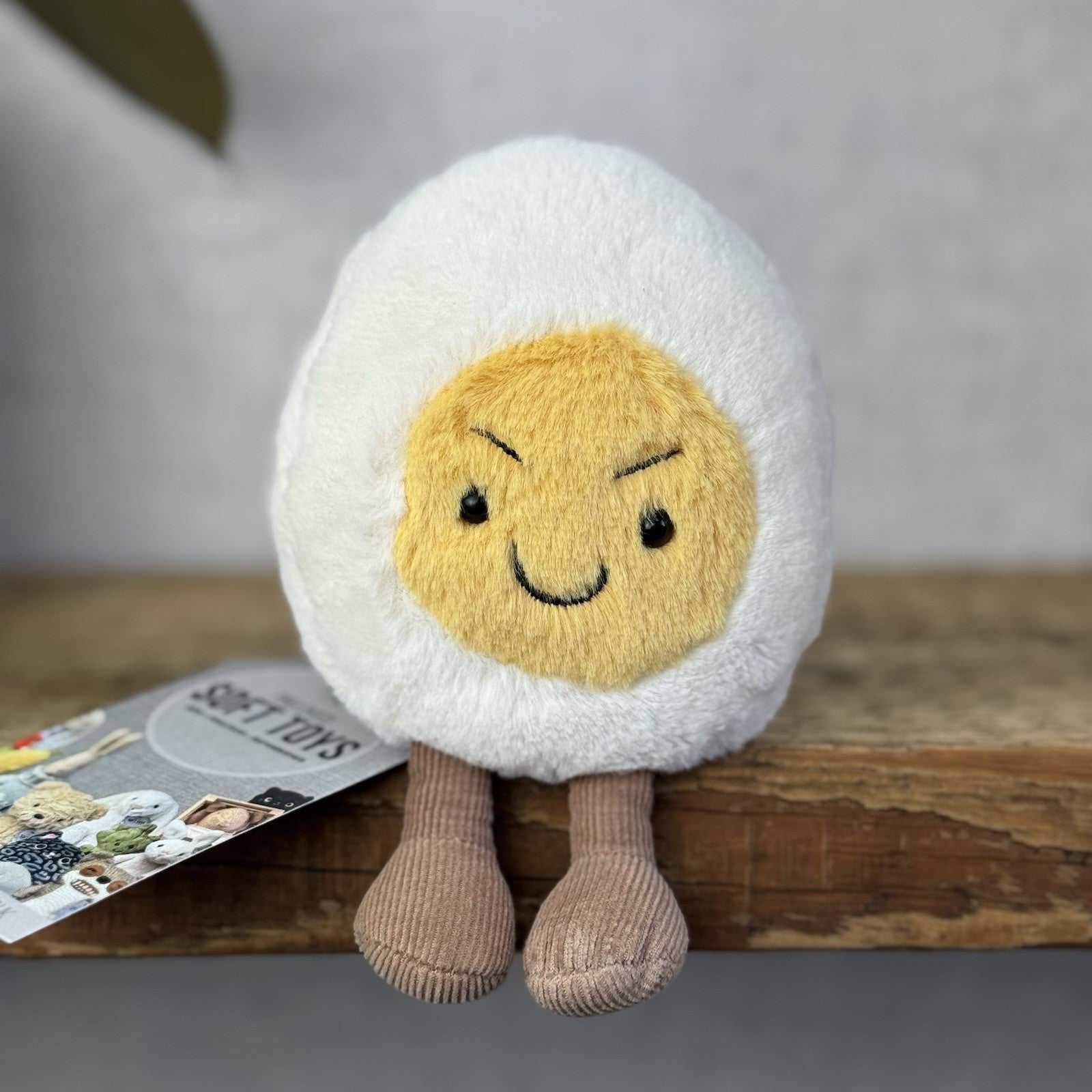Jellycat Amuseable Cheeky Boiled Egg - Frowning Egg  Toy - Play Food Plush 5”