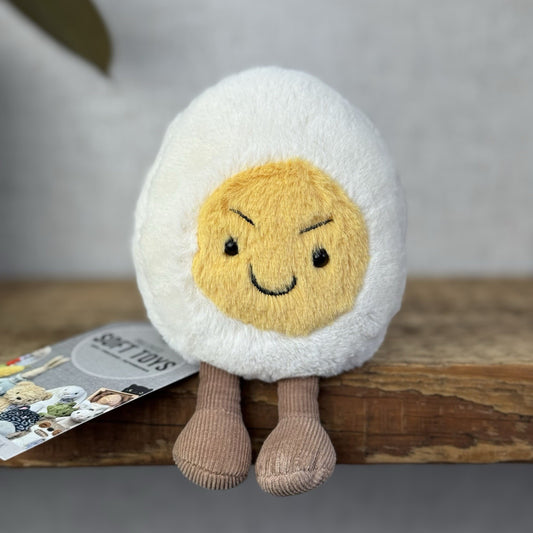 Jellycat Amuseable Cheeky Boiled Egg - Frowning Egg  Toy - Play Food Plush 5”