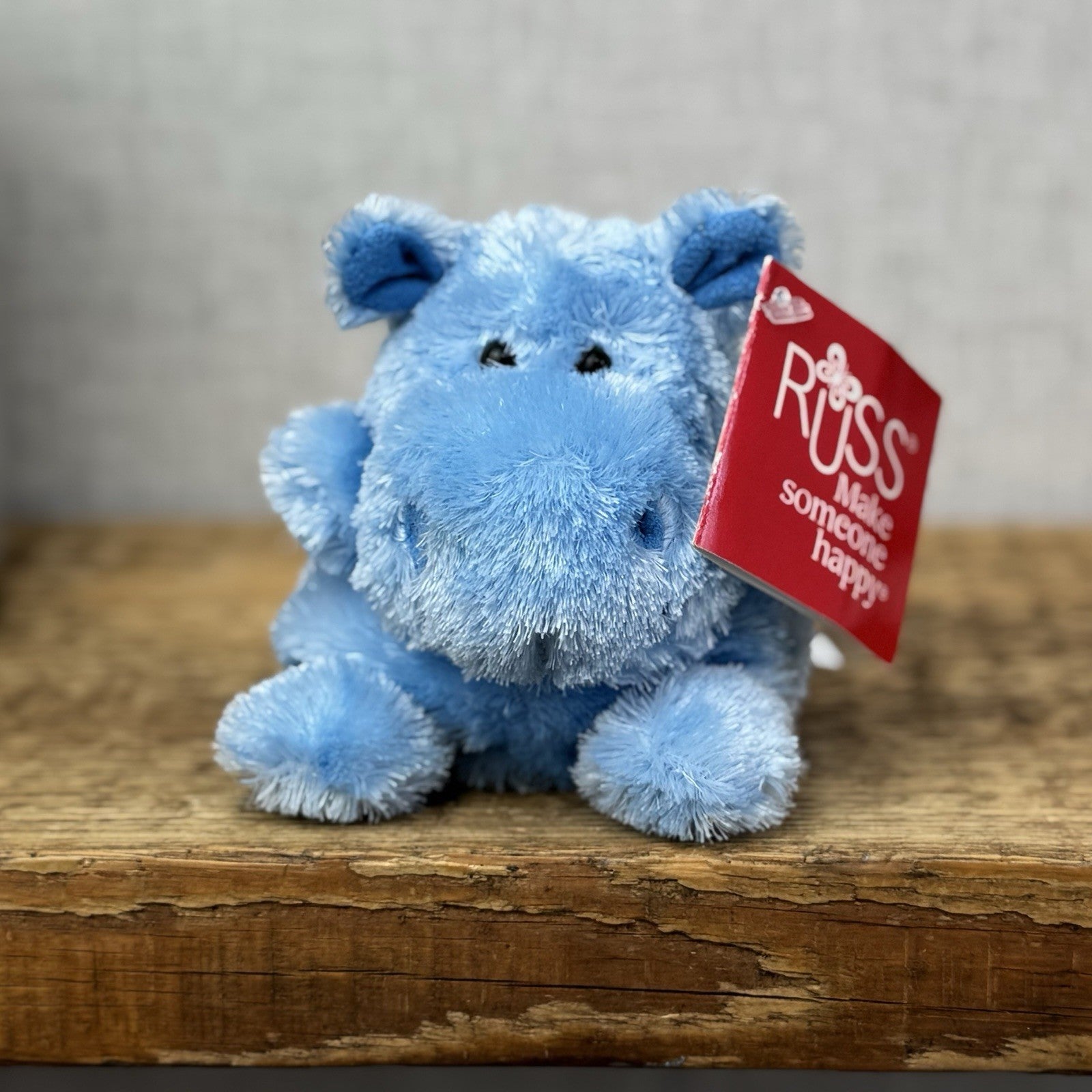 Russ Berrie Luvvies - Lauren Blue Hippo - Mini Beanie Pudding Soft Toy 4" NWT