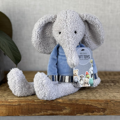 Jellycat Lingley Elephant - Texture Grey Elephant Blue Jumper Retired Beanie 11”
