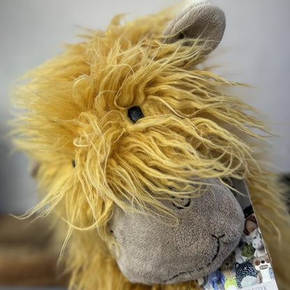 Jellycat Medium Truffles Cow - Fluffy Cow Cushion - Highland Cow 16”