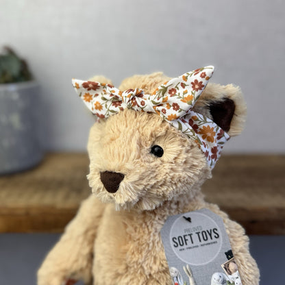 Jellycat "Autumn" Bear - Custom Edward Bear Soft Toy Blossom Print Paws 12" OOAK