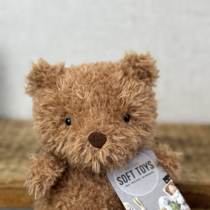 Jellycat Little Bear - Retired Brown Bear Curly Hair Beanie Soft Toy 7" 