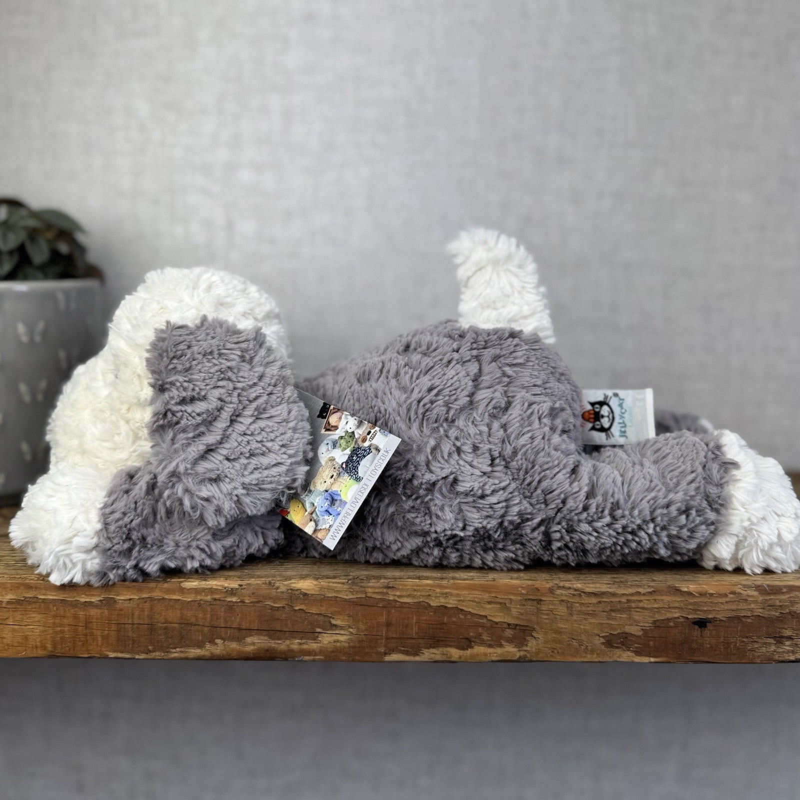 Jellycat Tumblie Sheepdog Grey & White Puppy Dog Soft Toy Plush Dog 12" (#4)